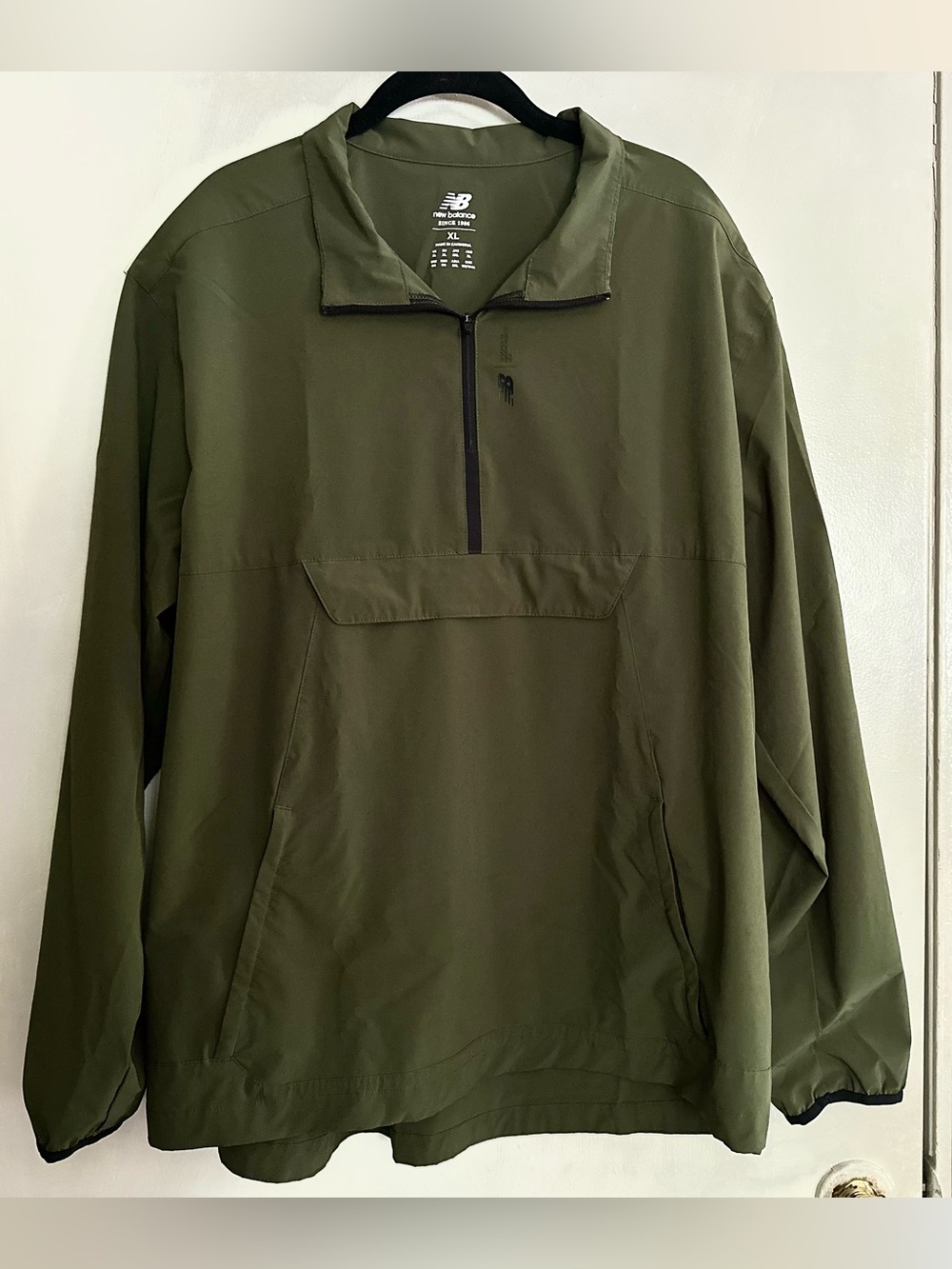 New Balance Olive Green Quarter Zip Rain Pullover Windbreaker XL